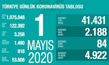 Türkiye'de koronavirüs nedeniyle 84 kişi daha hayatını kaybetti