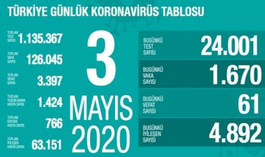 Türkiye'de COVID-19'dan iyileşen hasta sayısı 63 bin 151'e ulaştı