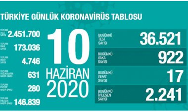 Türkiye'de koronavirüs nedeniyle 17 kişi daha hayatını kaybetti