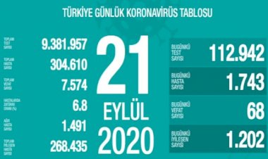 Koronavirüs salgınında yeni vaka sayısı 1743