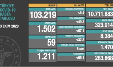 Türkiye'de koronavirüsten 59 can kaybı, 1502 yeni vaka