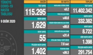 Türkiye'de koronavirüsten 55 can kaybı, 1629 yeni vaka