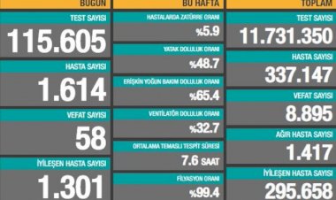 Türkiye'de koronavirüsten 58 can kaybı, 1614 yeni vaka