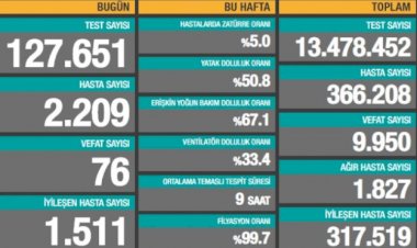 Türkiye'de koronavirüsten 76 can kaybı, 2209 yeni vaka