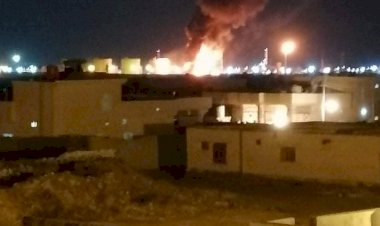 Irak'ta füze saldırısı düzenlenen petrol rafinerisinde yangın