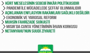 HÜDA PAR Genel Başkanı Sağlam'dan haftalık iç ve dış gündem değerlendirmesi