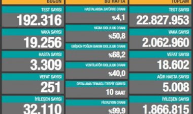 Son 24 saatte 19 bin 256 yeni vaka tespit edildi