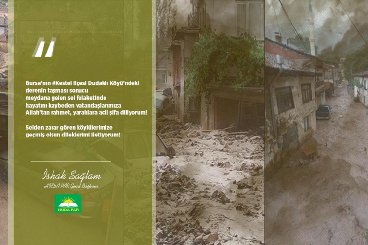 Sağlam’dan Bursa’daki sel felaketinde hayatını kaybedenler için taziye mesajı