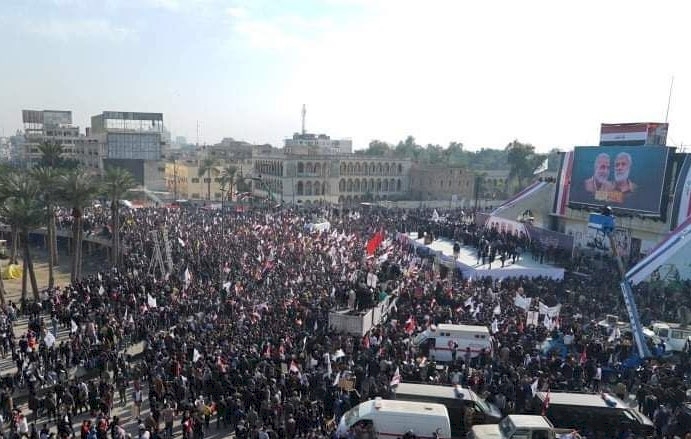 Süleymani ve El-Mühendis'in suikast yıldönümünde ABD karşıtı dev protesto