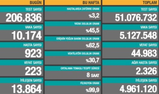 Son 24 saatte 10 bin 174 yeni vaka