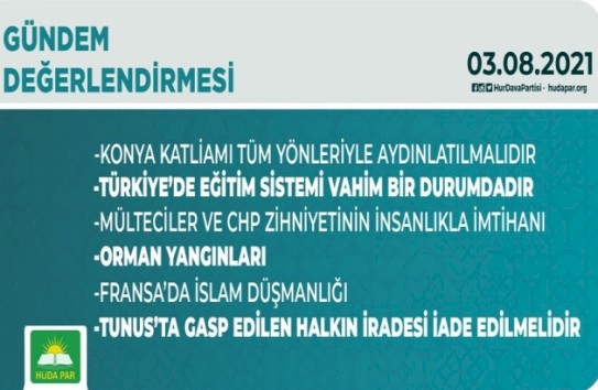 HÜDA PAR'dan haftalık gündem değerlendirmesi