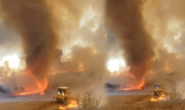 ABD'de sıcak hava ile rüzgar birleşince alev hortumu oluştu