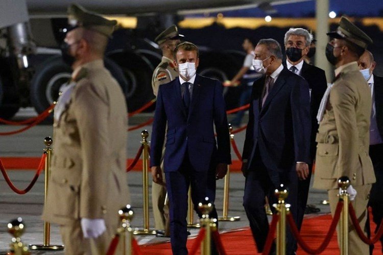 Macron, 'Bağdat İş Birliği ve Ortaklık Konferansı'na katılmak üzere Irak'a geldi