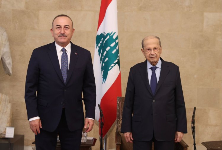 Lübnan Cumhurbaşkanı Avn ile Meclis Başkanı Berri, Bakan Çavuşoğlu'nu kabul etti