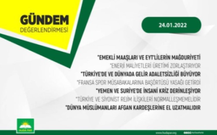 HÜDA PAR'dan haftalık gündem değerlendirmesi