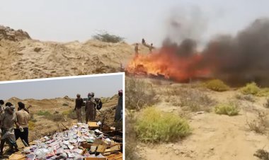 Yemen'de ele geçirilen 1100 kilo uyuşturucu imha edildi