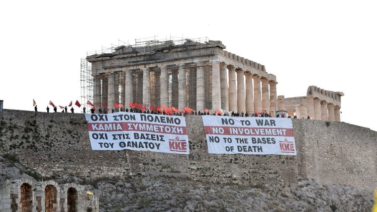 Yunanistan'da ABD üslerine ve savaşa karşı eylem
