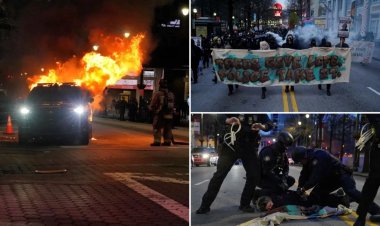 ABD'nin Atlanta şehrindeki gösterilerde polis aracı ateşe verildi, binalar tahrip edildi