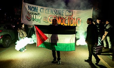 İşgalci İsrail’e destek veren İtalyan devlet televizyonu RAI birçok şehirde protesto edildi