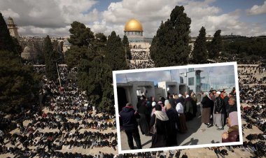 Binlerce Filistinli ramazan ayının ilk Cuma namazı için Mescid-i Aksa'ya akın etti