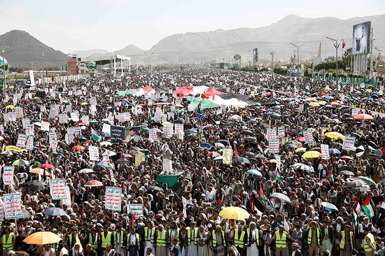Yemen'de binlerce kişi, Gazze'ye destek için gösteri düzenledi