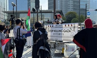 Japonya'da Başbakanlık Konutu önünde, İşgalci İsrail'in Gazze'ye saldırıları protesto edildi
