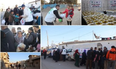 Kardeş kuruluşlardan Suriye'de sıcak yemek ve ekmek dağıtımı