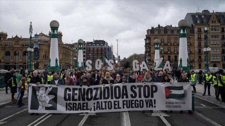 Gazze'deki soykırıma karşı İspanya'nın 80 şehrinde büyük protesto dalgası!
