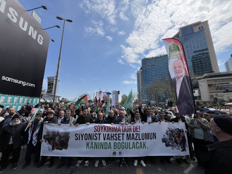 İstanbul'da binlerce kişi Gazze'ye destek için yürüdü