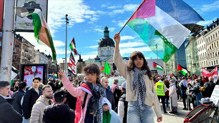 İsveç'te, Filistinli çocuk ve kadınları katleden siyonist rejim protesto edildi