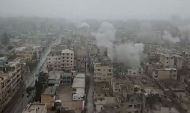 Maarratinüman ilçesinin bombardımanı havadan görüntülendi