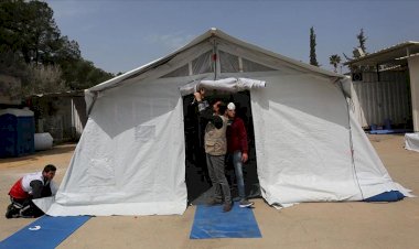 Gazze'de koronavirüs önlemleri kapsamında sahra hastanesi inşa ediliyor